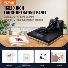 Vevor Wärmepresse 1700 W Leistung, Wärmepresse, schnelles Aufheizen, Hochdruck-Wärmepresse für T-Shirts, digitaler industrieller Sublimationsdr...