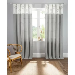 Gardine MY HOME "Louis" Gr. 5, grau, B:140cm H:245cm, Baumwolle (Bio-Baumwolle), Gardinen, halbtransparent, aus Bio-Baumwolle, einseitig bedruckt