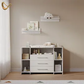 livinity® Wickelkommode Torino, Weiß, XL mit Schubladen