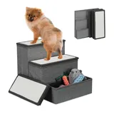 Relaxdays Hundetreppe 3 Stufen grau/weiß 39 x 40 x 49 cm