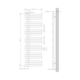 luxebath Badheizkörper Iron EM 500 x 1600 mm 800 W anthrazit Mittelventil