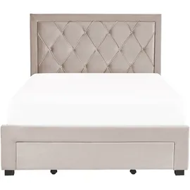 Beliani Bett mit Schubladen Samtstoff LIEVIN 140 x 200 cm Beige