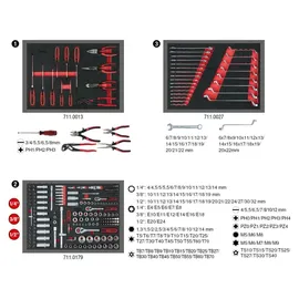 KS Tools Universal-Systemeinlagen-Satz für 3 Schubladen mit 215 Premium-Werkzeugen
