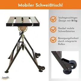 Lemodo Höhenverstellbarer Schweißtisch Stahl 90 Grad neigbar