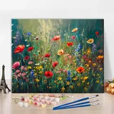 Abstrakte florale Malen nach Zahlen für Erwachsene Landschaft Blumenfeld Malen nach Zahlen Kits Kinder Erwachsene Malen nach Zahlen DIY Malen nach Zahlen für Erwachsene Leinwand Kunsthandwerk16 "x20"