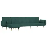 vidaXL Schlafsofa in L-Form Dunkelgrün 275x140x70 cm Samt