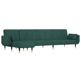 vidaXL Schlafsofa in L-Form Dunkelgrün 275x140x70 cm Samt