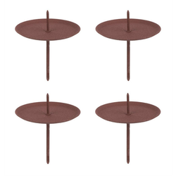 BigDean Kerzenständer 4er Set Kerzenhalter für Adventskranz − Rost−braun − Ø 7,5cm − Kerzenteller zum Stecken − Adventskranzkerzenhalter aus Metall − Kerzen Halter Ø 7.5 cm