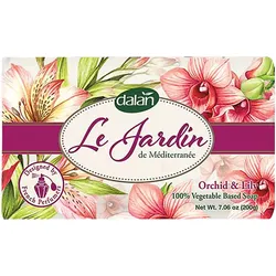 Dalan Le Jardin Luxus Handseife - Orchidee & Lilie Duft - 200g vegane Naturseife für sanfte Reinigung & ausgeglichene Haut - dermatologisch getestet