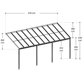 Juskys Terrassendach Borneo 600 x 300 cm anthrazit