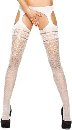 PASSION - STRUMPFHOSEN MIT STRUMPFBAND BS002 WEISS