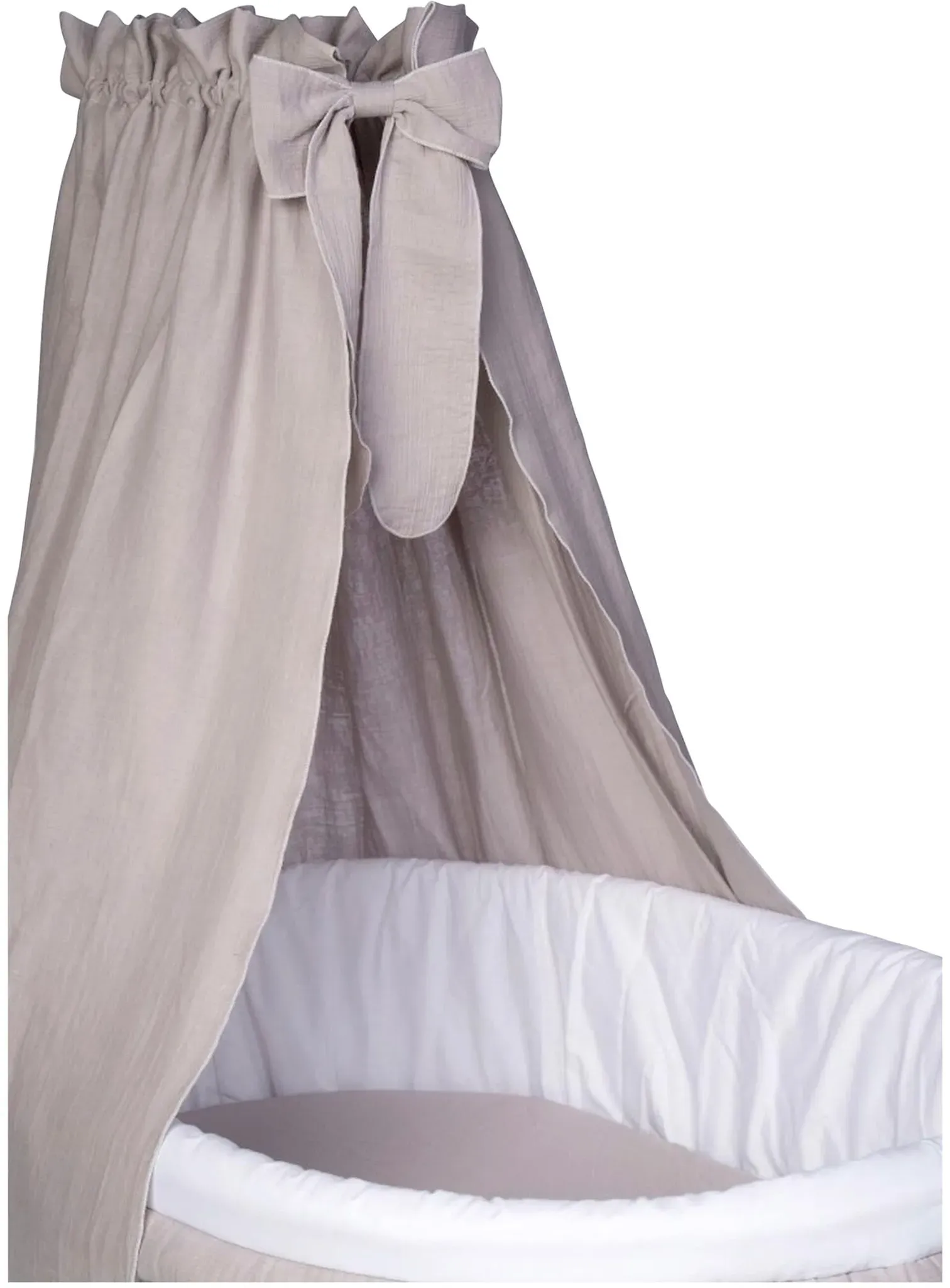 Mionido Textiles Set für Stubenwagen Musselin Uni Schleife, beige