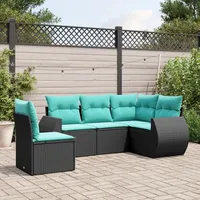vidaXL Gartensofa-Set 5-tlg. schwarz