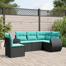 vidaXL Gartensofa-Set 5-tlg. schwarz