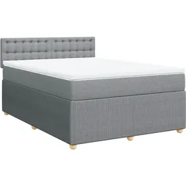 vidaXL Boxspringbett mit Matratze Hellgrau 140x200 cm Stoff