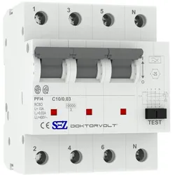 SEZ FI/LS C10 30mA 4p 10kA RCBO FI/LS-Schalter 0090921 Kombi Schalter 1459