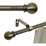 Gardinenstangen aus antikem Messing für Fenster von 71,1 bis 157,8 cm, gebürstetes Messing mit Halterungen, robuste dekorative Gardinenstange für Wohnzimmer, Gardinenstange