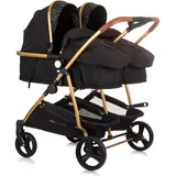 Chipolino Geschwisterkinderwagen Duo Smart klappbar umbaubar verstellbar Fußsack schwarz gemustert