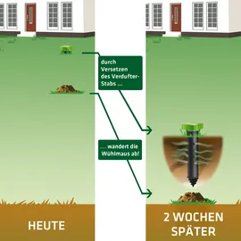 Gardigo Verdufterstab Wühlmaus Maulwurf-Schreck mit 15 Verdufterkugeln