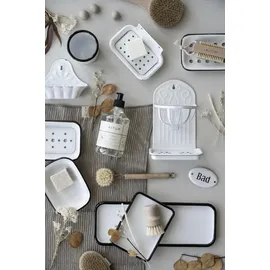 ib laursen Seifenschale 2-teilig schwarze Kante Emaille weiß 0447-11