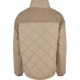 URBAN CLASSICS Winterjacke URBAN CLASSICS "Urban Classics Damen", Damen, Gr. 5XL, softtaupe, 100% Polyester, unifarben, oversize, amerikanischer Ausschnitt, Jacken Winterjacke
