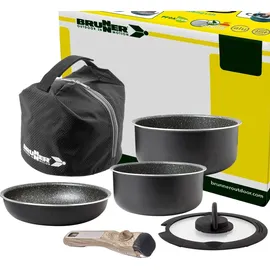 Brunner Camping Kochgeschirr Topfset | Alu ø PIRATE Spacemaster, ø22cm 5+1teilig