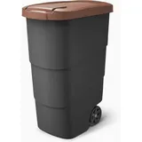 Prosperplast Wheeler 90 l anthrazit mit braunem Deckel - Schwarz/Braun