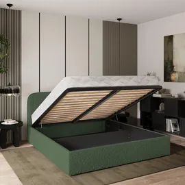 masseno Polsterbett, Grün, Holz, 140x200 cm, Schlafzimmer, Betten, Polsterbetten