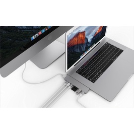 Hyper HyperDrive USB C Hub 8-in-2 Sanho Typ C MacBook Pro Hub mit HDMI-Mini-Diaplay-Anschluss Thunderbolt 3 USB-C 3.1 Stromversorgung SD/MicroSD-Kartenleser für MacBook Pro & Air 13 "15" Silber