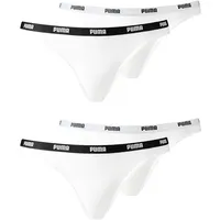 PUMA Damen Iconic Bikini Slip 4er Pack, Größe:M, Farbe:White/White (317) - M