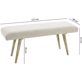 Wohnling Sitzbank Salim Beige 117 x 51 cm