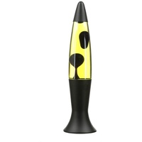 Licht-Erlebnisse Lavalampe ROXY, Schwarz matt Gelb 40 cm hoch Retro Design Tischleuchte bunt|gelb|schwarz