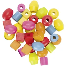 GoKi Perlenset Zylinder Ø 2 cm H 2 cm Holz 45 Perlen 5fach sortiert 6 Schnüre