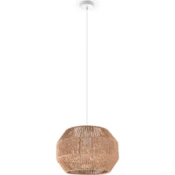 Pendelleuchte »Hugo Yago«, Leuchtmittel E27   ohne Leuchtmittel, Wohnzimmer Esszimmer Rattan Optik Boho Lampenschirm Papier Modern, Weiß, , 37086520-0
