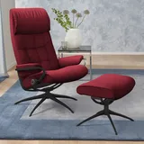 Stressless Stressless® Relaxsessel »London«, (Set, Relaxsessel mit Hocker), mit Hocker, High Back, mit Star Base, Gestell Schwarz rot