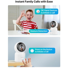 ZOSI 4MP WLAN Innen mit Monitor, 360° Schwenkbare Kamera für Baby, 2,4/5Ghz WiFi, KI Personenerkennung, Auto-Tracking, Gesture-Call, C519M