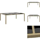 Vidaxl - Gartentisch 200x150x75 cm Hartglas und Poly Rattan Beige - Gartentisch - Outdoor-Tisch - Polyrattan Tisch - Gartenmöbel - Terrassenmöbel
