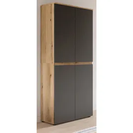 inn.furn Assino Mehrzweckschrank 70 x 175 x 37 cm Grau/Eiche/Beige