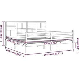 vidaXL Massivholzbett 200 x 200 cm Weiß