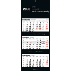 3-Monatskalender Black - Kalender 2026