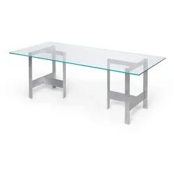 Ferm Living - Lager Esstisch, 200 x 90 cm, Glas / Aluminium