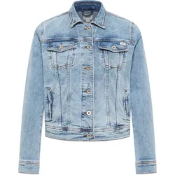Outdoorjacke MUSTANG "Damen Style Santa Rosa Denim Jacket", Damen, Gr. L, blau (hellblau), Denim/Jeans, 99% Baumwolle, 1% Elasthan, unifarben, casual, regular fit, Jacken
