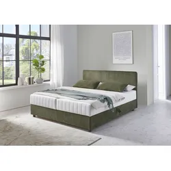 Bett "Corinna", grün, B:162cm H:97cm L:210cm, ATLANTIC HOME COLLECTION, Betten, Boxbett inkl. Stauraum, Cord, erhältlich in unterschiedlichen Breiten