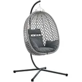 vidaXL Hängesessel Poly Rattan 110 x 110 x 110 cm Grau mit Kissen