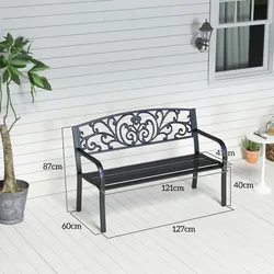 Outsunny - Gartenbank - 127L x 60B x 87H cm - schwarz
