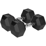 rebel electro Gusseiserne Hanteln Gummierte HEX 2x12,5 kg schwarz