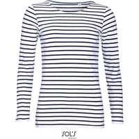 SOLS Damen T-Shirt langarm gestreift 01403 white/navy XXL