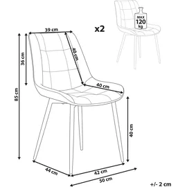 Beliani Esszimmerstuhl 2er Set MELROSE