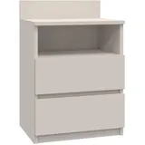 Topeshop Cdf Nachttisch M1 Malwa, Nachtschrank Farbe: Beige Ideal für Schlafzimmer, Kinderzimmer, Teenager Einfache Montage Zwei geräumige Schubladen Grifflose Schubladen