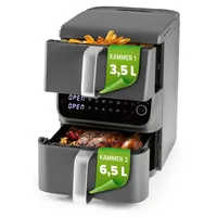 GOURMETmaxx FryUp Vertikale Doppelkammer-Heißluftfritteuse Grau 16404